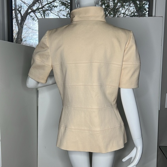 Oscar de la Renta Sz 12 Short Sleeve Snap Button Double Breasted Jacket - Picture 2 of 10